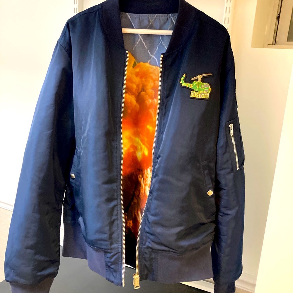 DUSTOFF Navy Blue Reversible Bomber Jacket L (UNISEX)